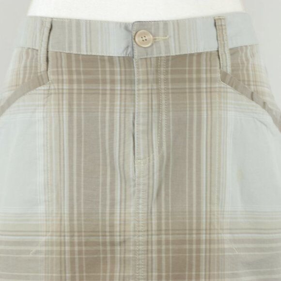 Horny Toad Women's Size 8 Tan Gray Plaid Organic Cotton Woven Mini Skirt - Picture 2 of 8